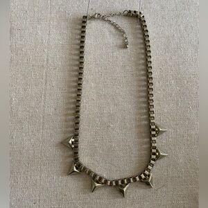 Gold Tone Spiked Choker Necklace Punk Gothic Pyramid Stud Statement Jewelry